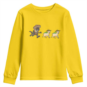Funny Mexican Fiesta Gift Youth Sweatshirt Chupacabra Chasing Taco Goat TS12 Daisy Print Your Wear