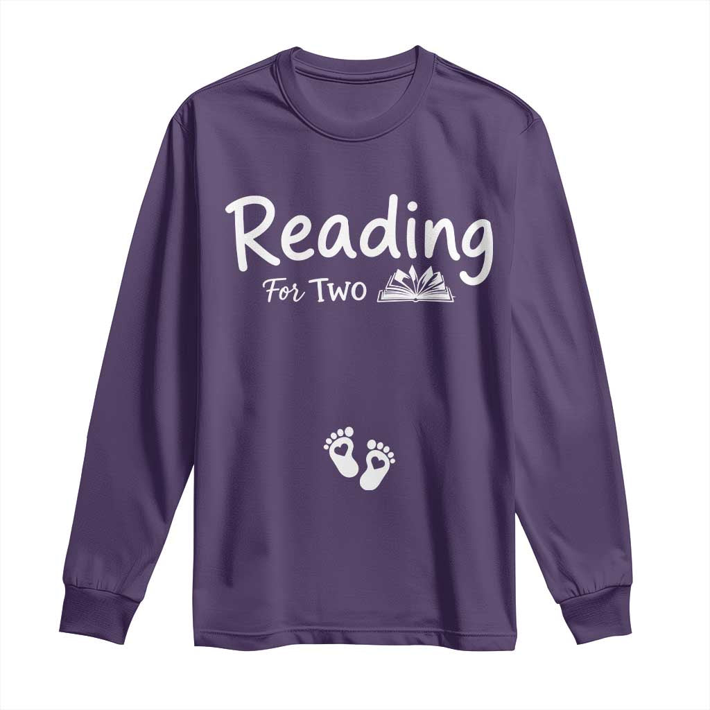 Pregnancy Announcement For Book Lovers Long Sleeve Shirt Reading For Two TS12 Purple Print Your Wear