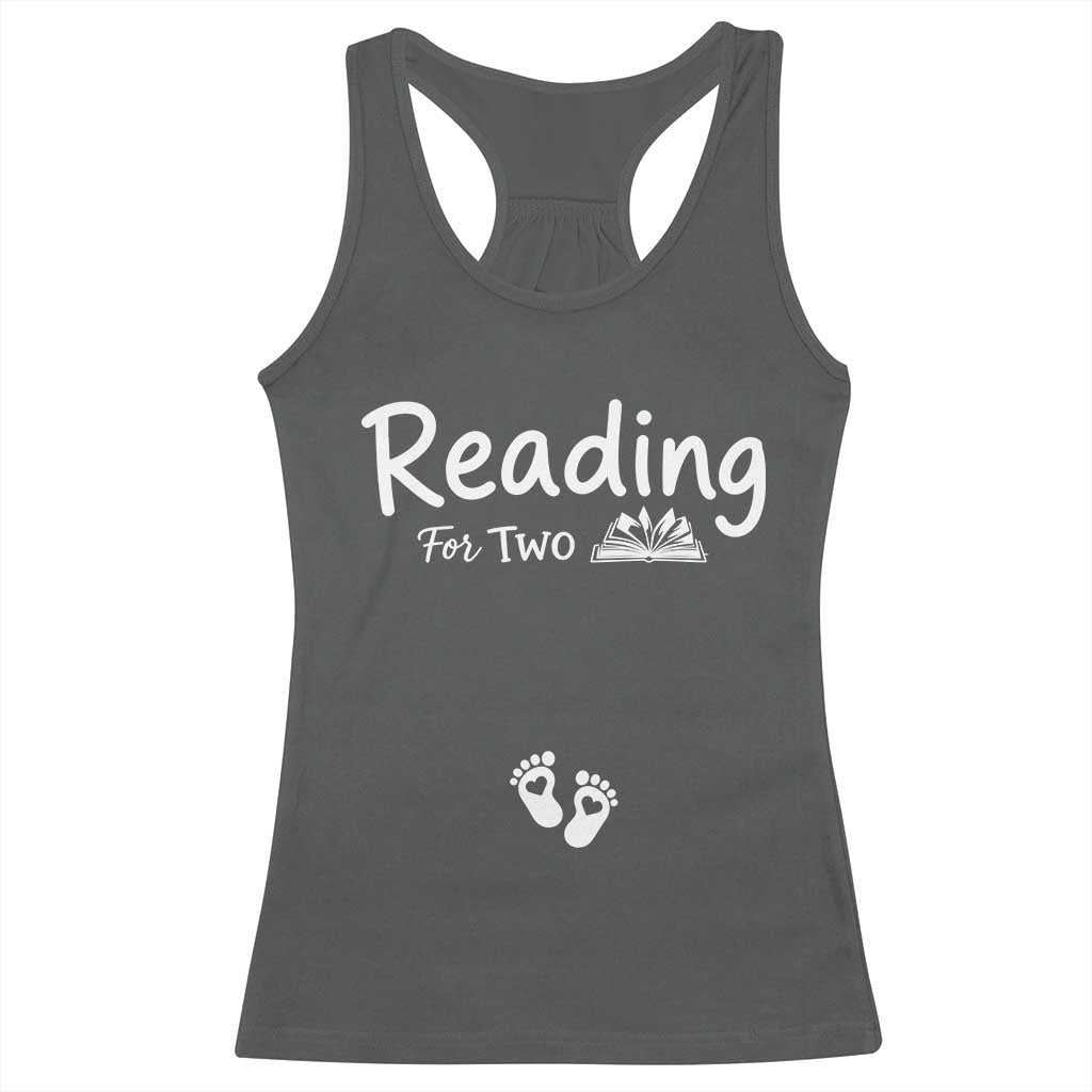 Pregnancy Announcement For Book Lovers Racerback Tank Top Reading For Two TS12 Dark Heather Print Your Wear