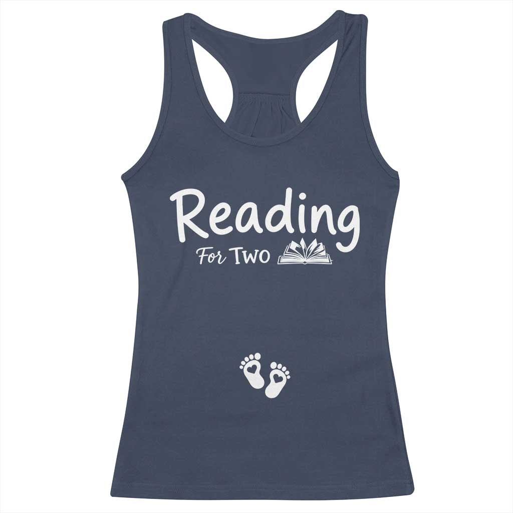 Pregnancy Announcement For Book Lovers Racerback Tank Top Reading For Two TS12 Navy Print Your Wear