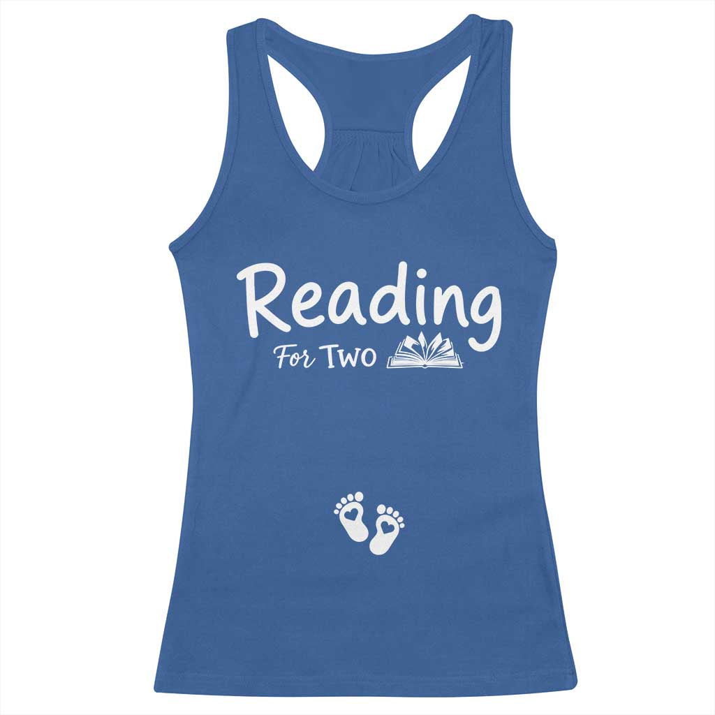 Pregnancy Announcement For Book Lovers Racerback Tank Top Reading For Two TS12 Royal Blue Print Your Wear
