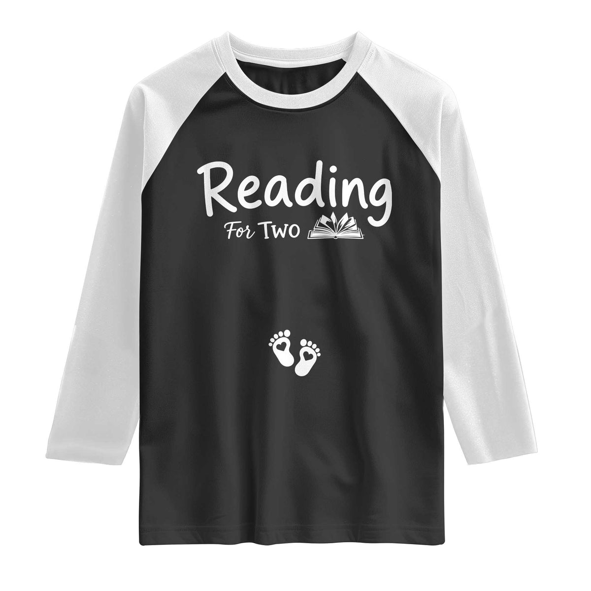 Pregnancy Announcement For Book Lovers Raglan Shirt Reading For Two TS12 Black White Print Your Wear
