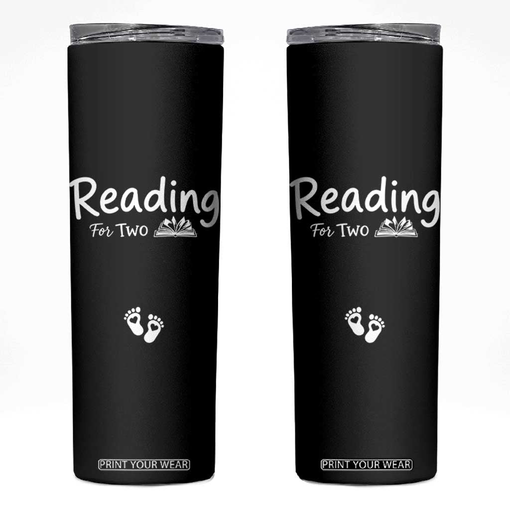 Pregnancy Announcement For Book Lovers Skinny Tumbler Reading For Two TS12 Black Print Your Wear