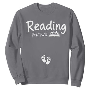 Pregnancy Announcement For Book Lovers Sweatshirt Reading For Two TS12 Charcoal Print Your Wear