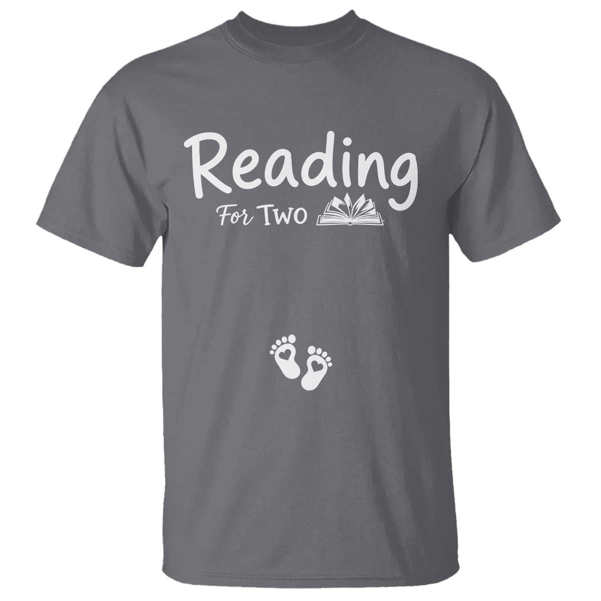 Pregnancy Announcement For Book Lovers T Shirt Reading For Two TS12 Charcoal Print Your Wear