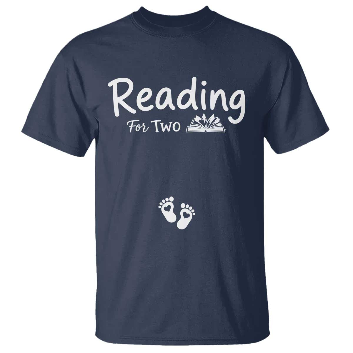 Pregnancy Announcement For Book Lovers T Shirt Reading For Two TS12 Navy Print Your Wear