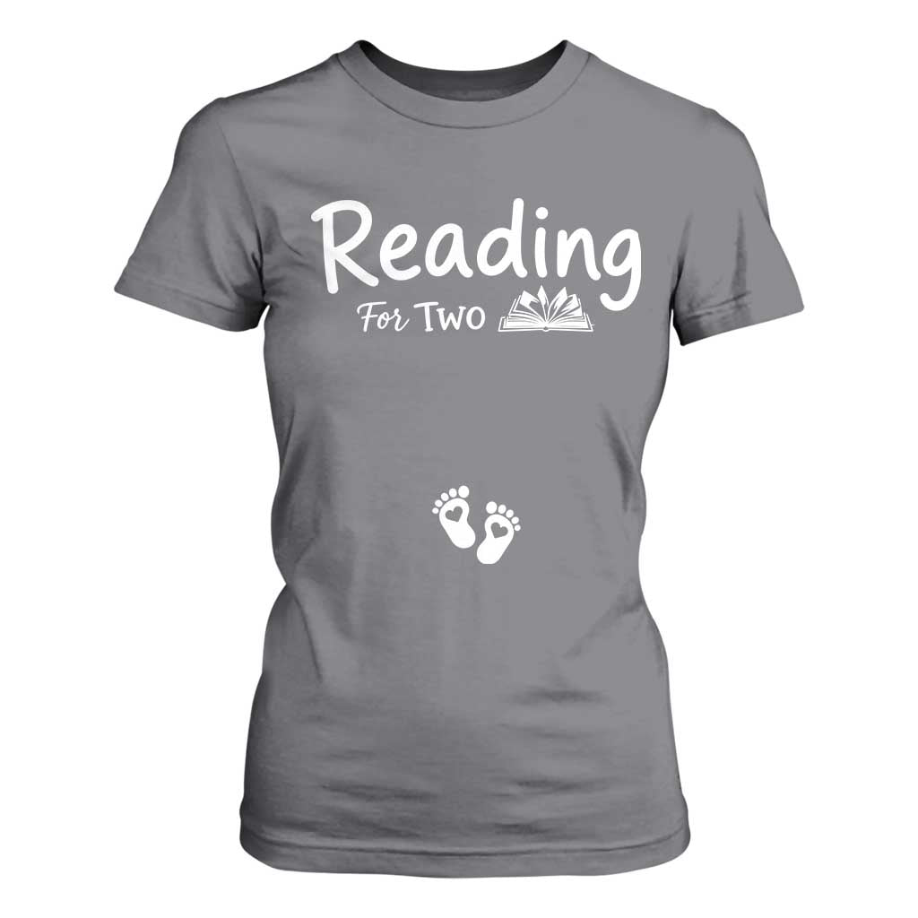 Pregnancy Announcement For Book Lovers T Shirt For Women Reading For Two TS12 Charcoal Print Your Wear