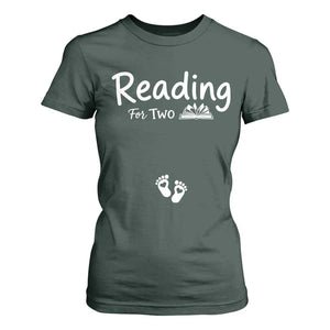 Pregnancy Announcement For Book Lovers T Shirt For Women Reading For Two TS12 Dark Forest Green Print Your Wear
