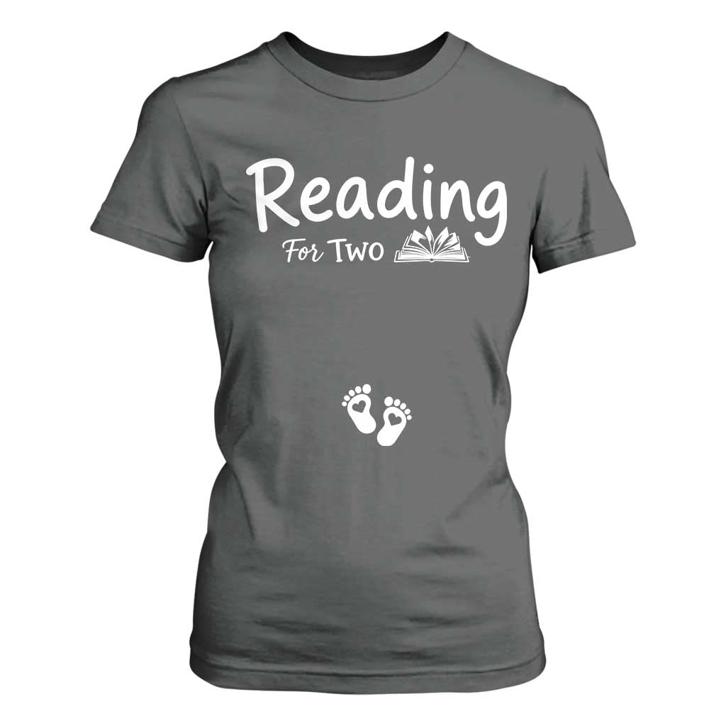Pregnancy Announcement For Book Lovers T Shirt For Women Reading For Two TS12 Dark Heather Print Your Wear