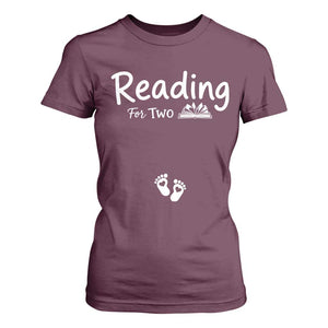 Pregnancy Announcement For Book Lovers T Shirt For Women Reading For Two TS12 Maroon Print Your Wear