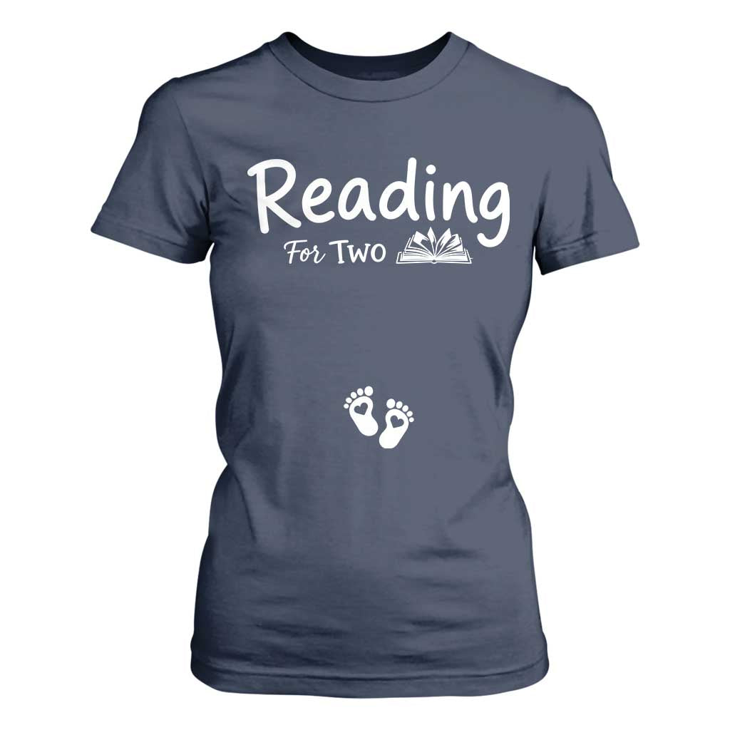 Pregnancy Announcement For Book Lovers T Shirt For Women Reading For Two TS12 Navy Print Your Wear
