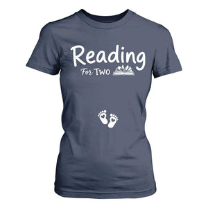 Pregnancy Announcement For Book Lovers T Shirt For Women Reading For Two TS12 Navy Print Your Wear