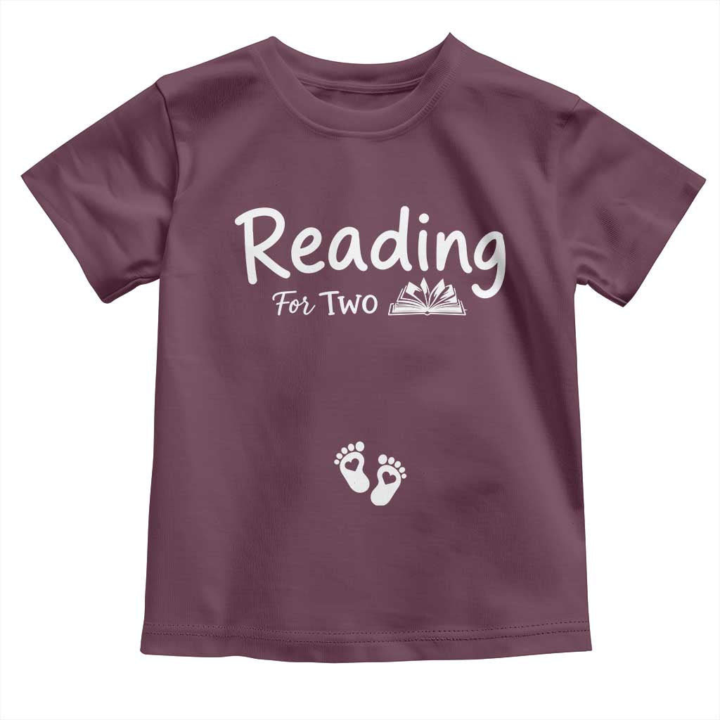 Pregnancy Announcement For Book Lovers Toddler T Shirt Reading For Two TS12 Maroon Print Your Wear