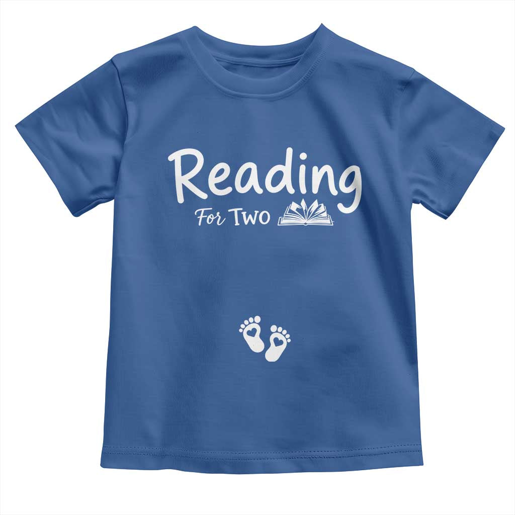 Pregnancy Announcement For Book Lovers Toddler T Shirt Reading For Two TS12 Royal Blue Print Your Wear