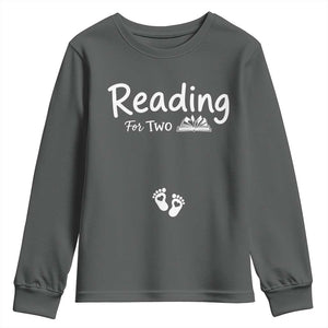 Pregnancy Announcement For Book Lovers Youth Sweatshirt Reading For Two TS12 Dark Heather Print Your Wear