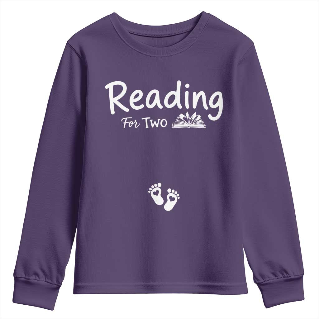 Pregnancy Announcement For Book Lovers Youth Sweatshirt Reading For Two TS12 Purple Print Your Wear