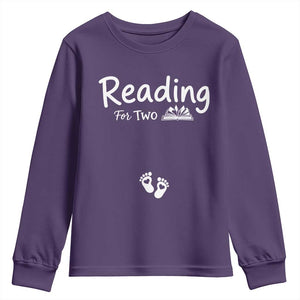 Pregnancy Announcement For Book Lovers Youth Sweatshirt Reading For Two TS12 Purple Print Your Wear