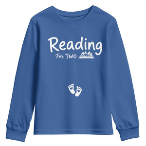 Pregnancy Announcement For Book Lovers Youth Sweatshirt Reading For Two TS12 Royal Blue Print Your Wear