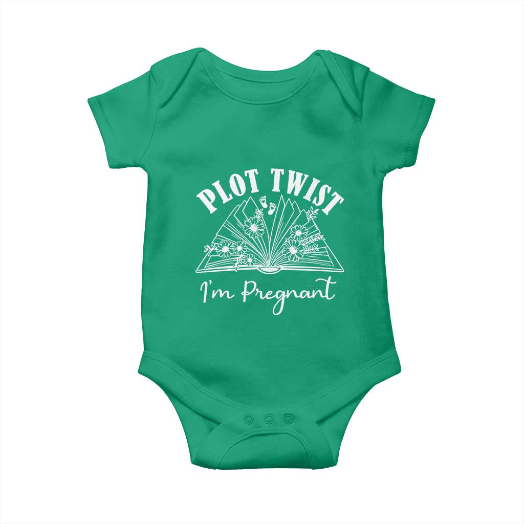 Pregnancy Announcement For Book Lovers Baby Onesie Plot Twist I Am Pregnant TS12 Irish Green Print Your Wear