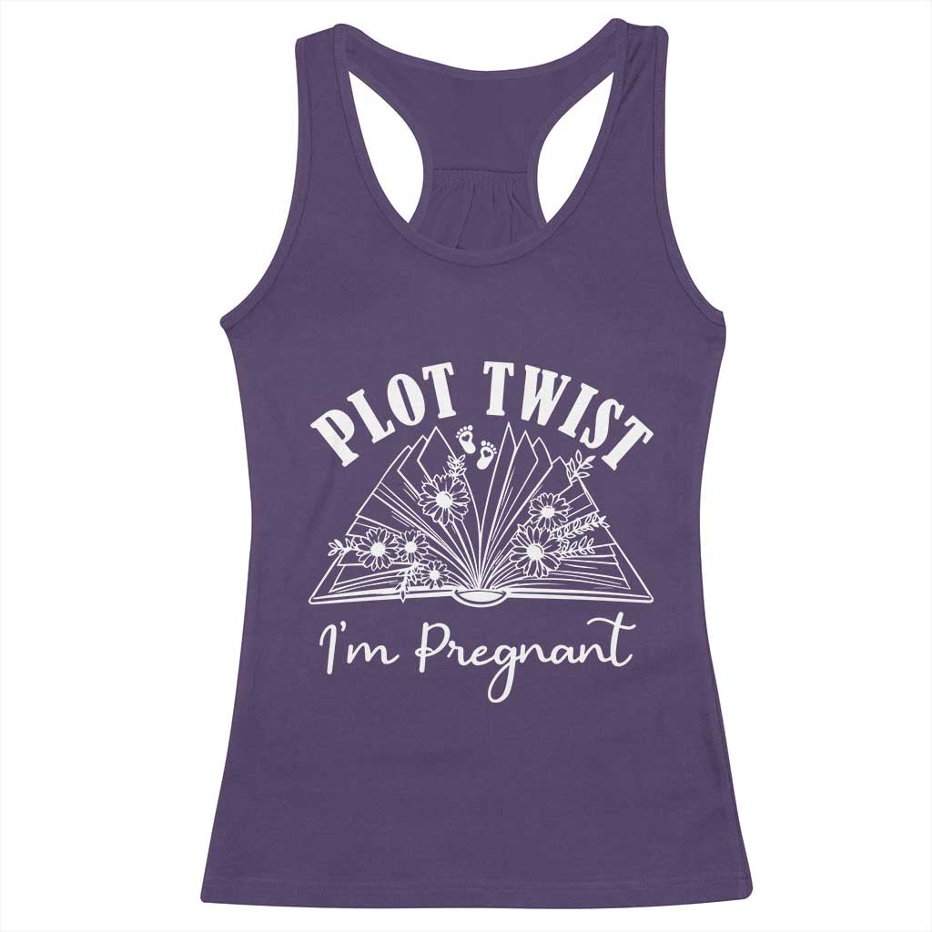 Pregnancy Announcement For Book Lovers Racerback Tank Top Plot Twist I Am Pregnant TS12 Purple Print Your Wear