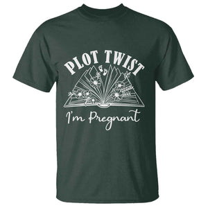 Pregnancy Announcement For Book Lovers T Shirt Plot Twist I Am Pregnant TS12 Dark Forest Green Print Your Wear