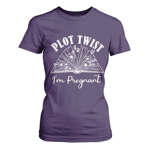 Pregnancy Announcement For Book Lovers T Shirt For Women Plot Twist I Am Pregnant TS12 Purple Print Your Wear