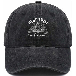 Pregnancy Announcement For Book Lovers Washed Cotton Baseball Cap Plot Twist I Am Pregnant TS12 Print Your Wear