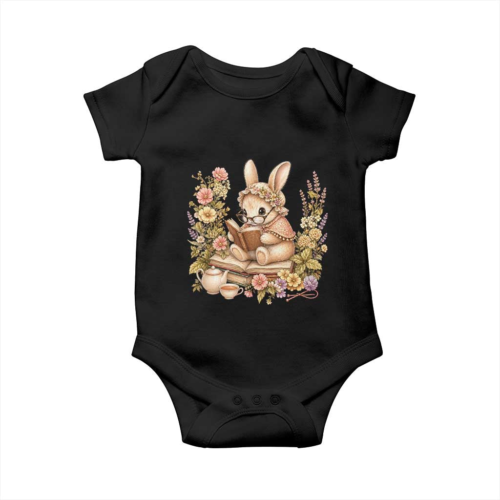 Cottagecore Rabbit Reading Book Baby Onesie Aesthetic Grandmacore Gift TS12 Black Print Your Wear