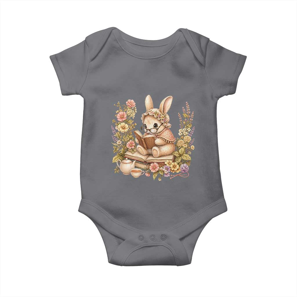 Cottagecore Rabbit Reading Book Baby Onesie Aesthetic Grandmacore Gift TS12 Charcoal Print Your Wear