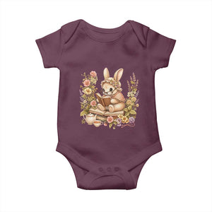 Cottagecore Rabbit Reading Book Baby Onesie Aesthetic Grandmacore Gift TS12 Maroon Print Your Wear