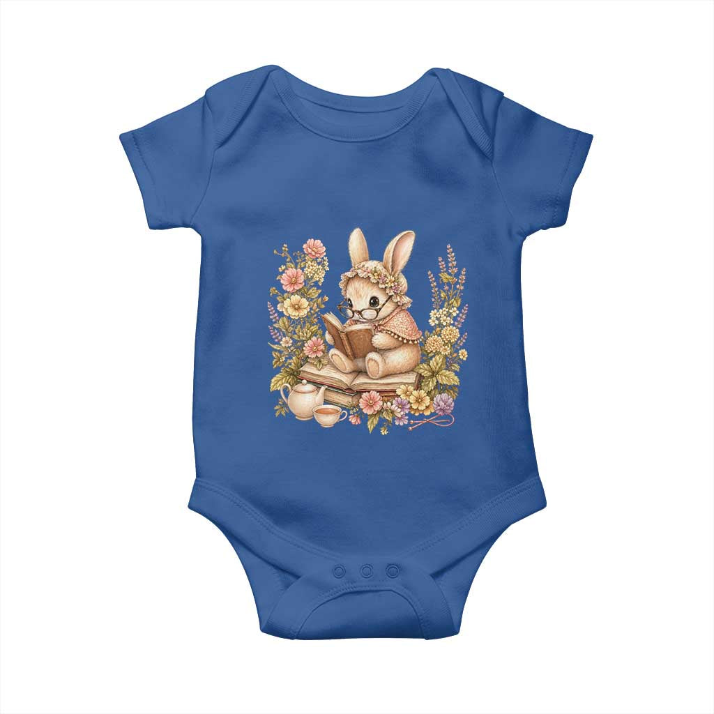 Cottagecore Rabbit Reading Book Baby Onesie Aesthetic Grandmacore Gift TS12 Royal Blue Print Your Wear