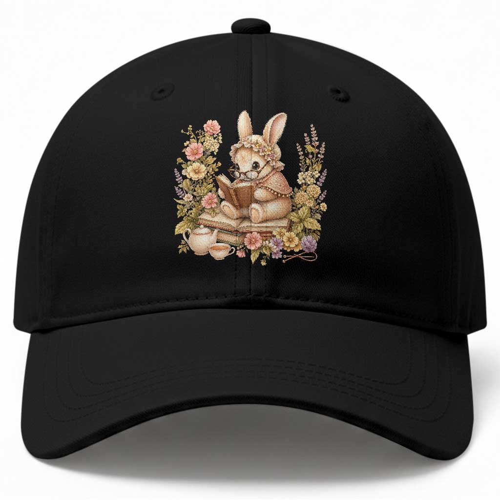 Cottagecore Rabbit Reading Book Baseball Cap Aesthetic Grandmacore Gift TS12 Print Your Wear