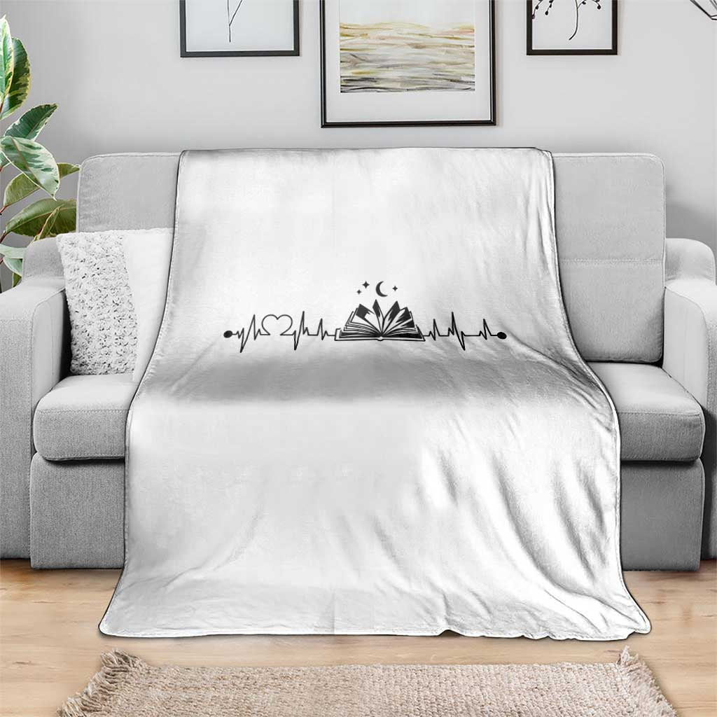 Bookaholic Heartbeat Graphic Throw Blanket Vintage Reader Lifeline Gift TS12 Print Your Wear