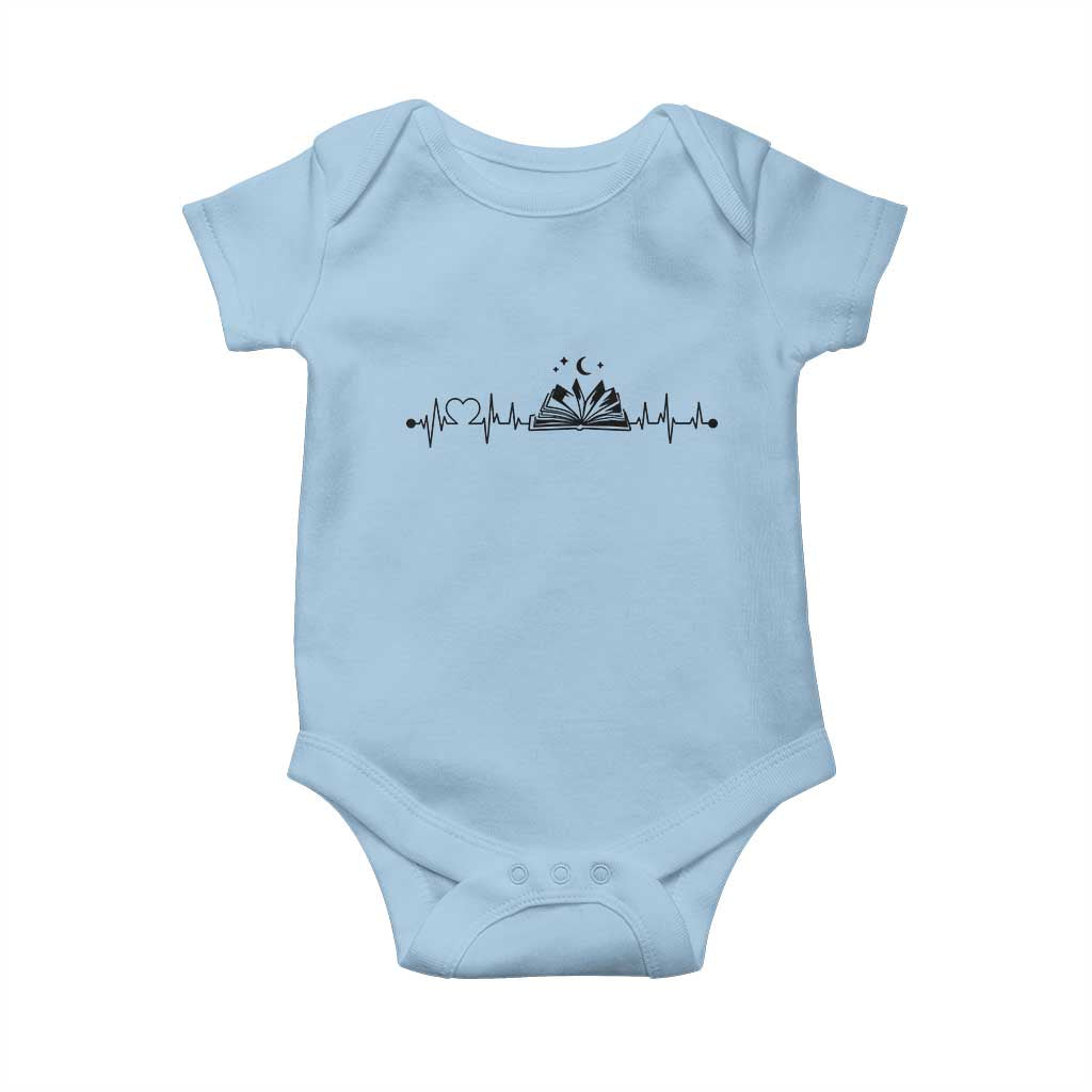 Bookaholic Heartbeat Graphic Baby Onesie Vintage Reader Lifeline Gift TS12 Light Blue Print Your Wear