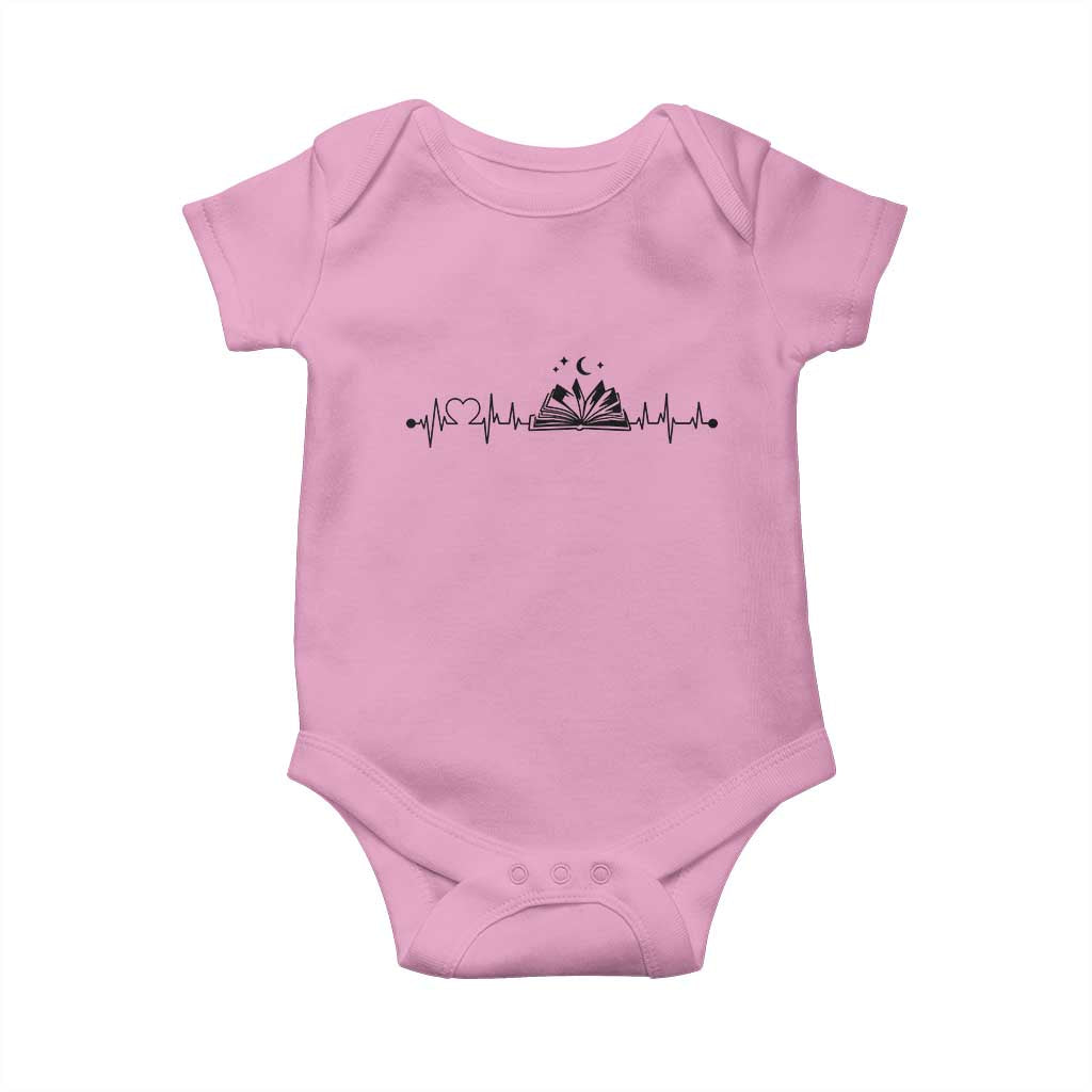 Bookaholic Heartbeat Graphic Baby Onesie Vintage Reader Lifeline Gift TS12 Light Pink Print Your Wear