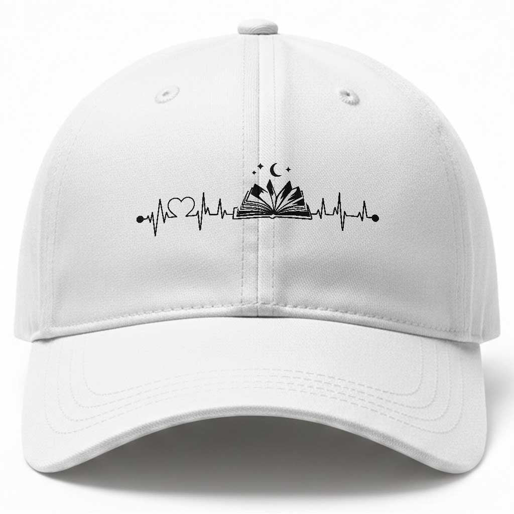 Bookaholic Heartbeat Graphic Baseball Cap Vintage Reader Lifeline Gift TS12 Print Your Wear