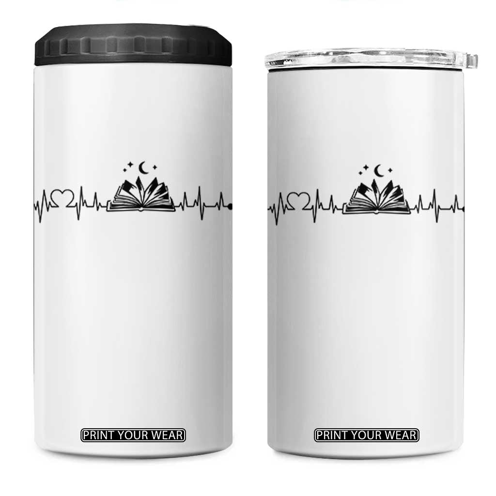 Bookaholic Heartbeat Graphic 4 in 1 Can Cooler Tumbler Vintage Reader Lifeline Gift TS12 One Size: 16 oz White Print Your Wear