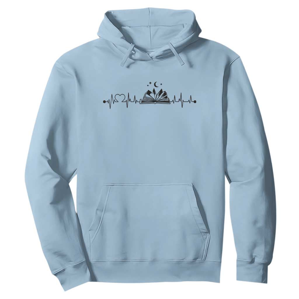 Bookaholic Heartbeat Graphic Hoodie Vintage Reader Lifeline Gift TS12 Light Blue Print Your Wear