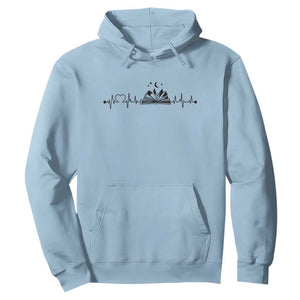 Bookaholic Heartbeat Graphic Hoodie Vintage Reader Lifeline Gift TS12 Light Blue Print Your Wear