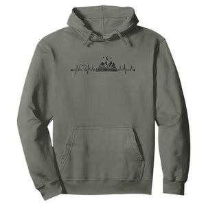 Bookaholic Heartbeat Graphic Hoodie Vintage Reader Lifeline Gift TS12 Military Green Print Your Wear