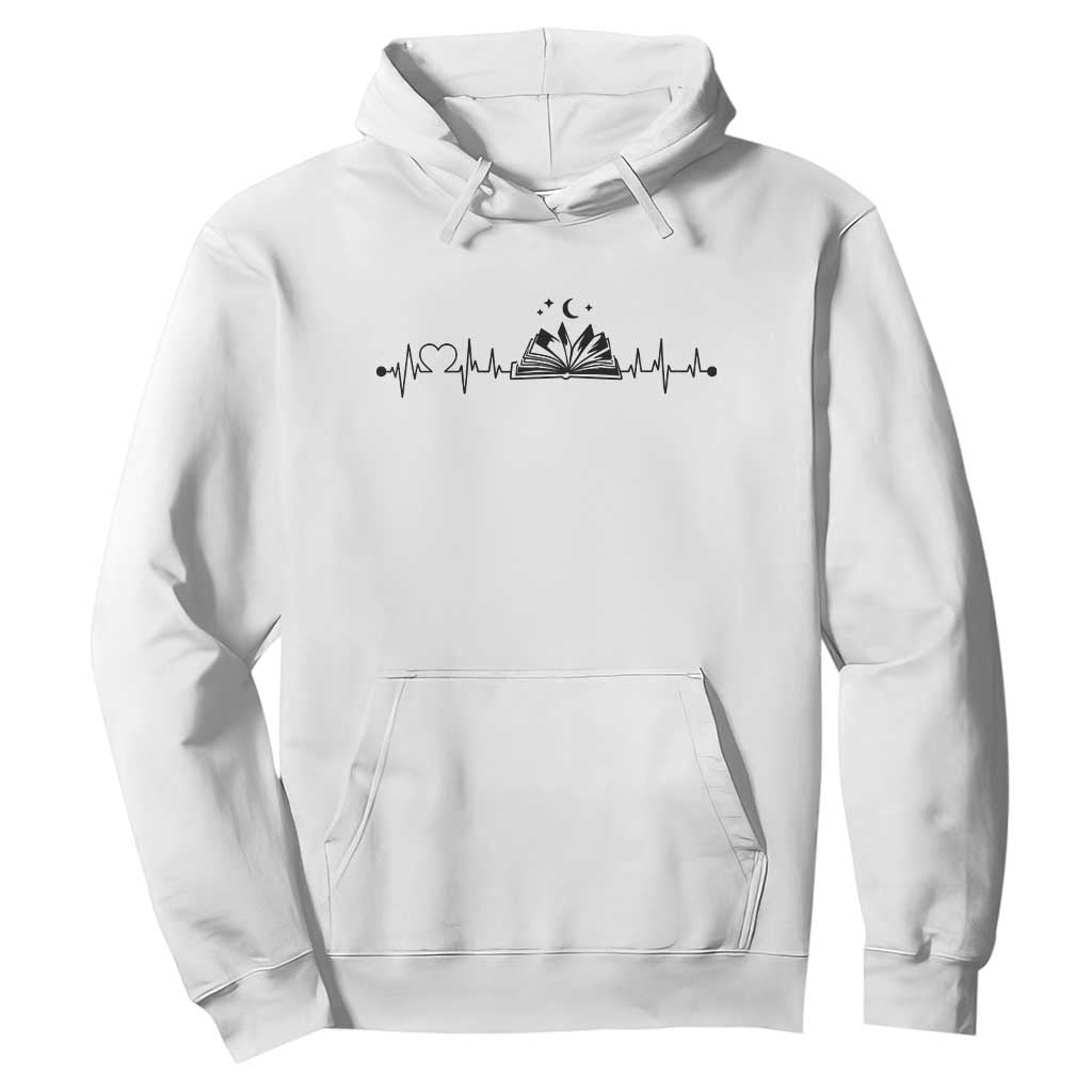 Bookaholic Heartbeat Graphic Hoodie Vintage Reader Lifeline Gift TS12 White Print Your Wear