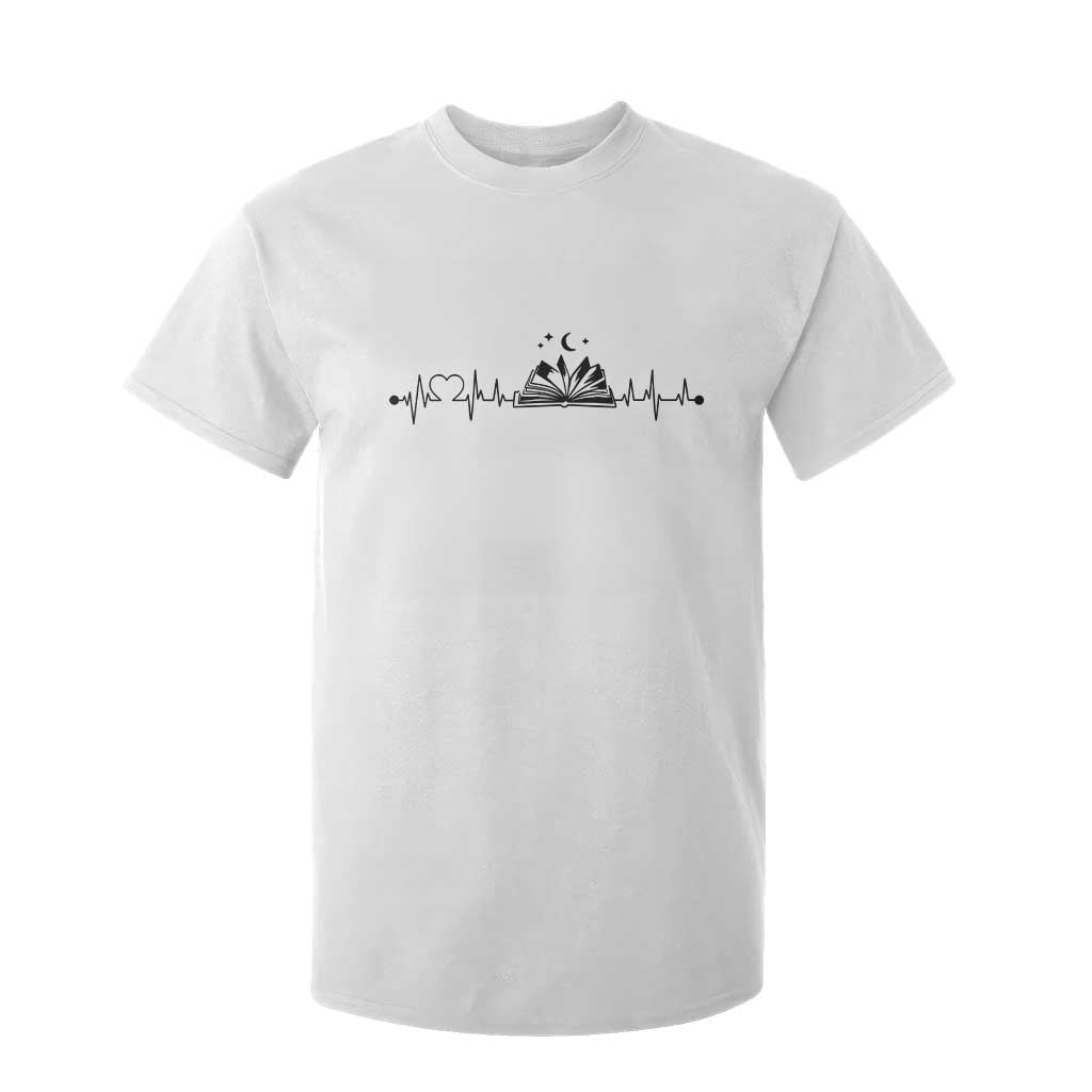 Bookaholic Heartbeat Graphic T Shirt For Kid Vintage Reader Lifeline Gift TS12 White Print Your Wear