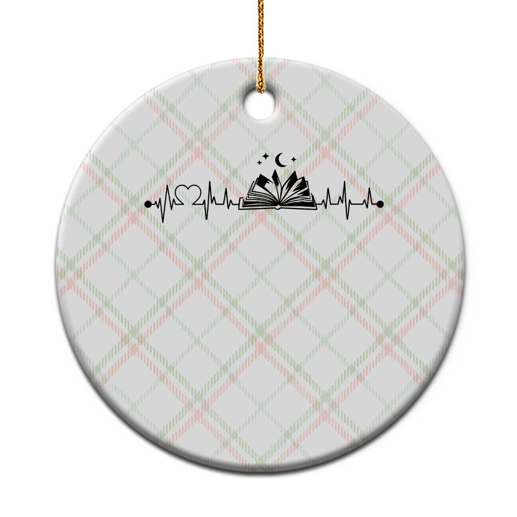 Bookaholic Heartbeat Graphic Ceramic Ornament Vintage Reader Lifeline Gift TS12 1pc Christmas Plaid Print Your Wear