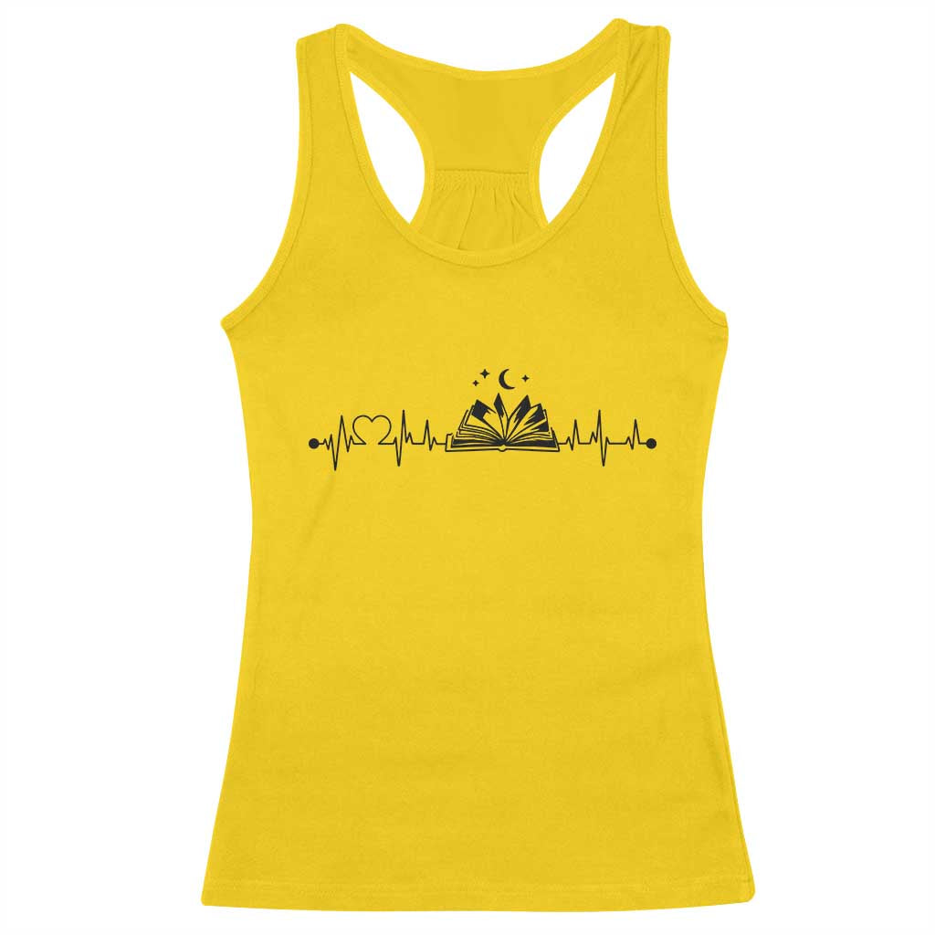 Bookaholic Heartbeat Graphic Racerback Tank Top Vintage Reader Lifeline Gift TS12 Daisy Print Your Wear