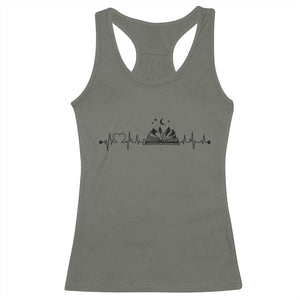 Bookaholic Heartbeat Graphic Racerback Tank Top Vintage Reader Lifeline Gift TS12 Military Green Print Your Wear
