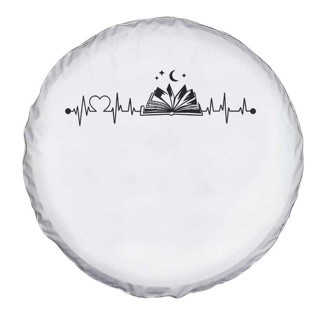 Bookaholic Heartbeat Graphic Spare Tire Cover Vintage Reader Lifeline Gift TS12 Print Your Wear