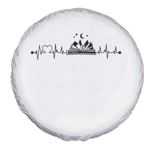 Bookaholic Heartbeat Graphic Spare Tire Cover Vintage Reader Lifeline Gift TS12 Print Your Wear