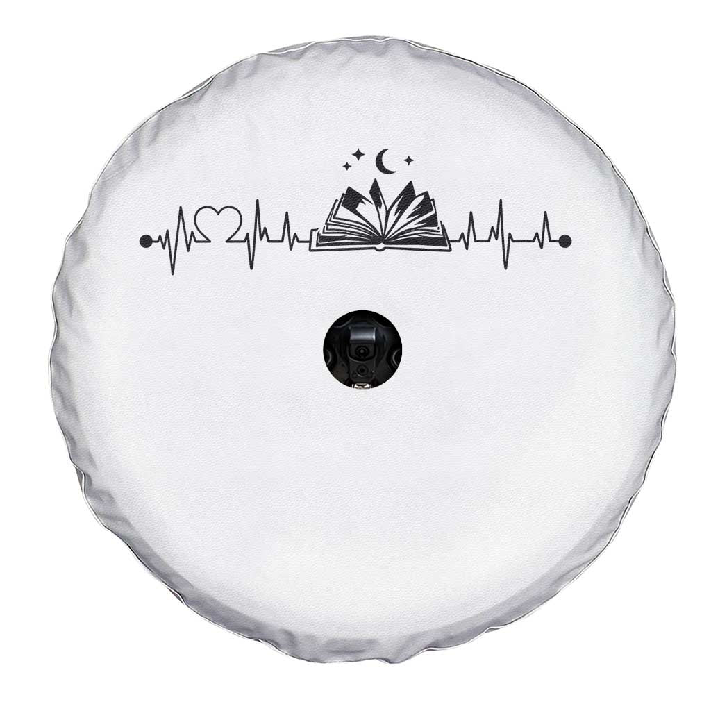 Bookaholic Heartbeat Graphic Spare Tire Cover Vintage Reader Lifeline Gift TS12 Print Your Wear