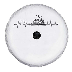 Bookaholic Heartbeat Graphic Spare Tire Cover Vintage Reader Lifeline Gift TS12 Print Your Wear