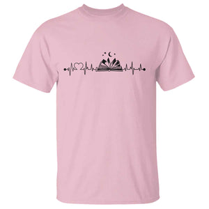 Bookaholic Heartbeat Graphic T Shirt Vintage Reader Lifeline Gift TS12 Light Pink Print Your Wear